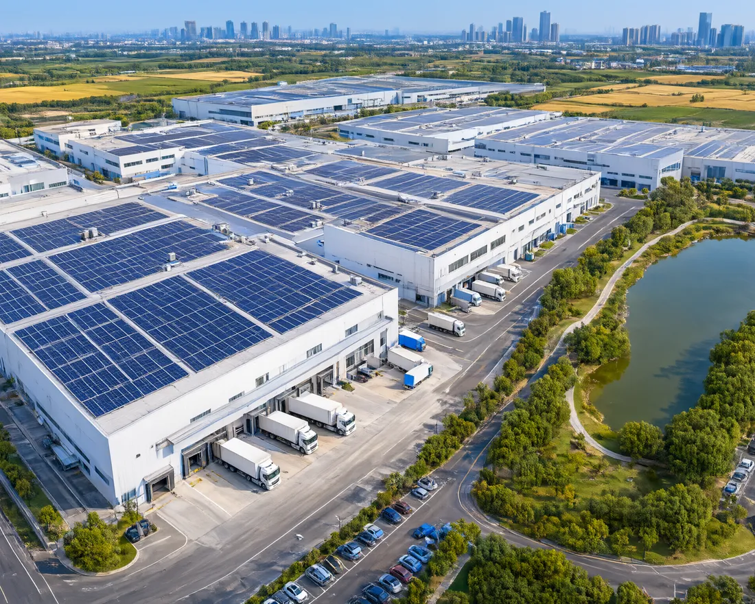 Aerial view of the PettiChat manufacturing industrial park